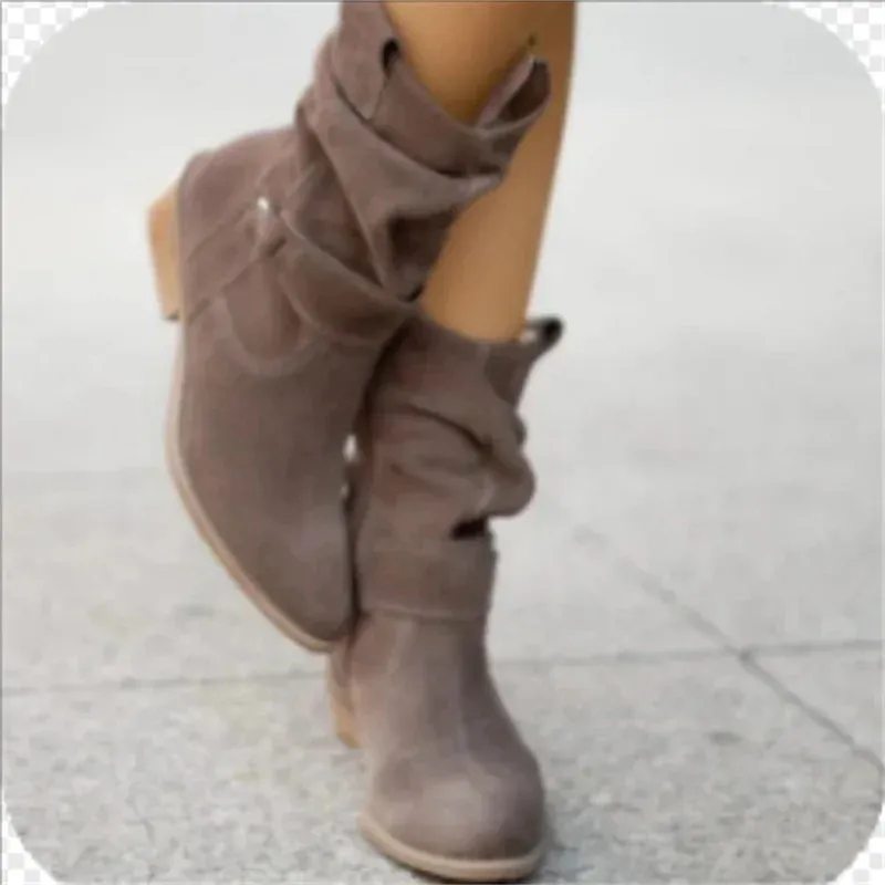 Ankle Low Heels Round Toe Faux Suede Chelsea Boots