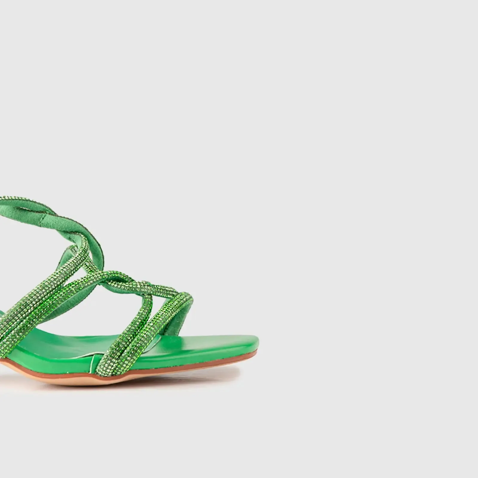Block Heel Evening Sandal Green 01608