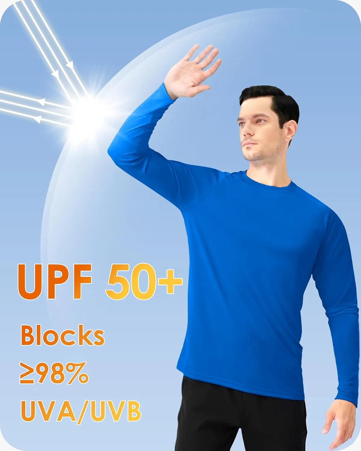 Boladeci Men's UPF 50  Sun Protection UV SPF Shirts Long Sleeve Lightweight Quick Dry Swim T-Shirts Rash Guard