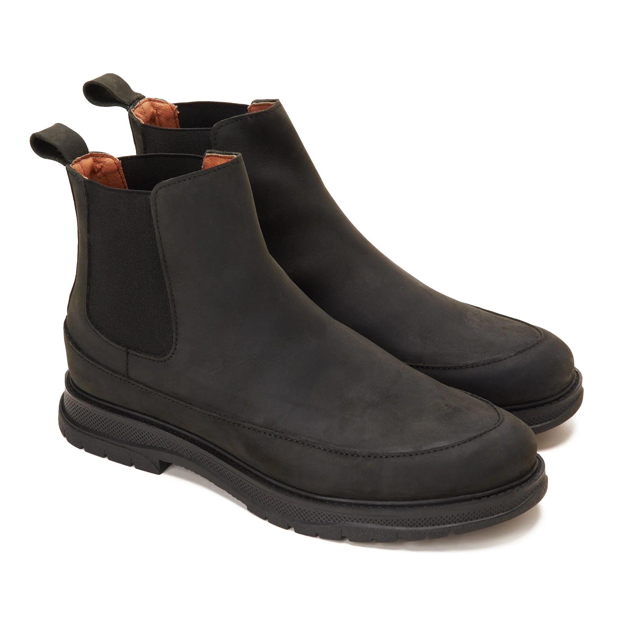 Dual Genuine Leather Chelsea Boots - Black