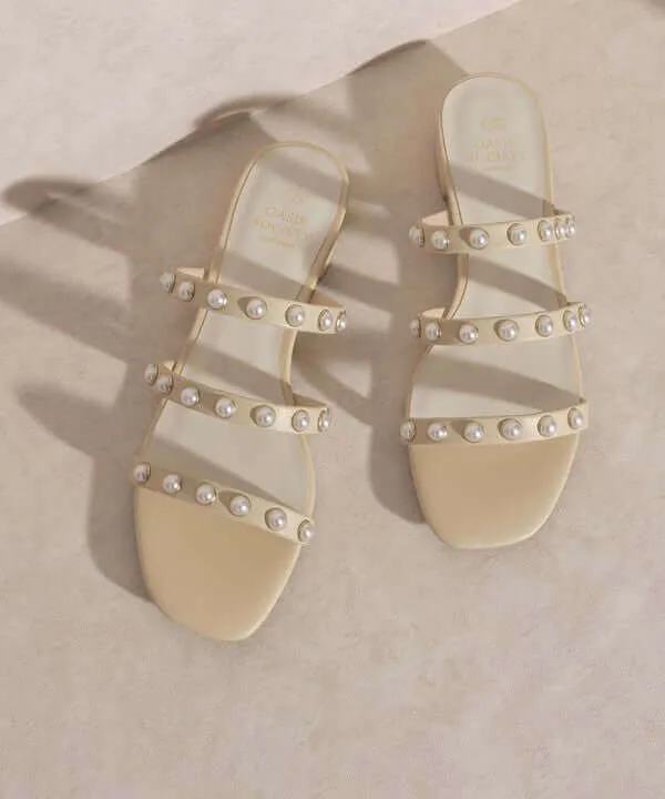 OASIS SOCIETY Valerie - Butter Nude Pearl Flat Sandals