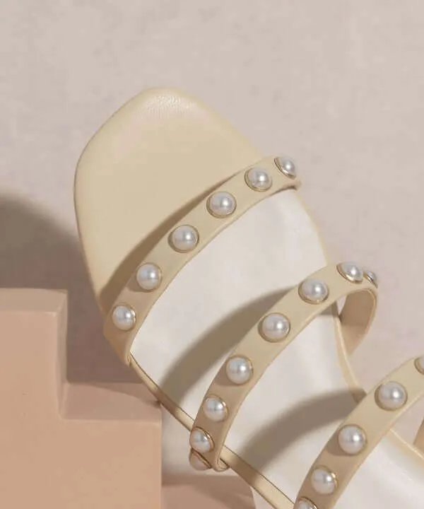 OASIS SOCIETY Valerie - Butter Nude Pearl Flat Sandals