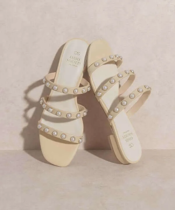 OASIS SOCIETY Valerie - Butter Nude Pearl Flat Sandals