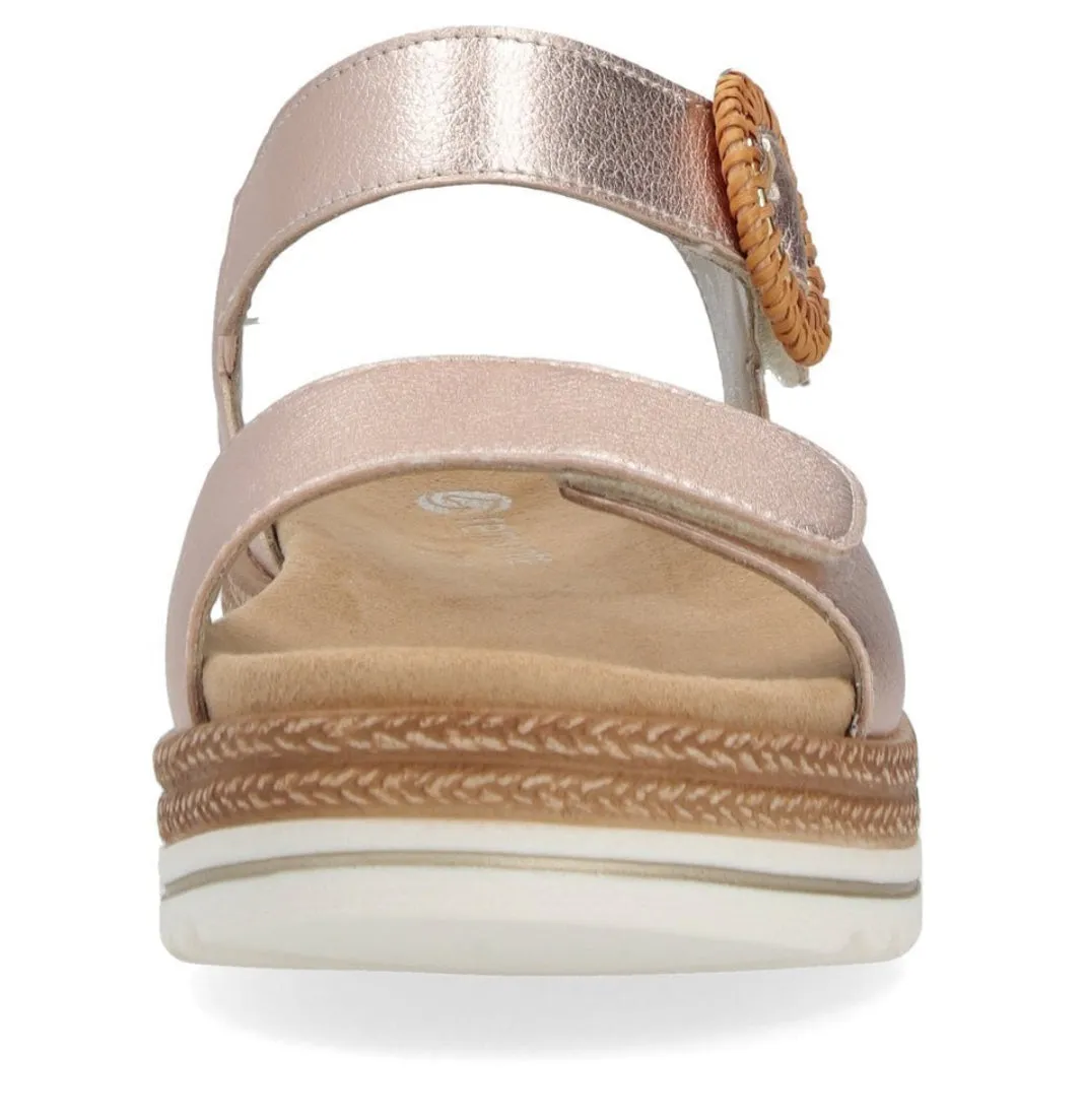 Remonte D0Q52-31 Bily Rose Gold Metallic Flatform Sandals