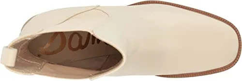 Sam Edelman Rollins Modern Ivory Pull On Rounded Toe Block Heel Chelsea Boots