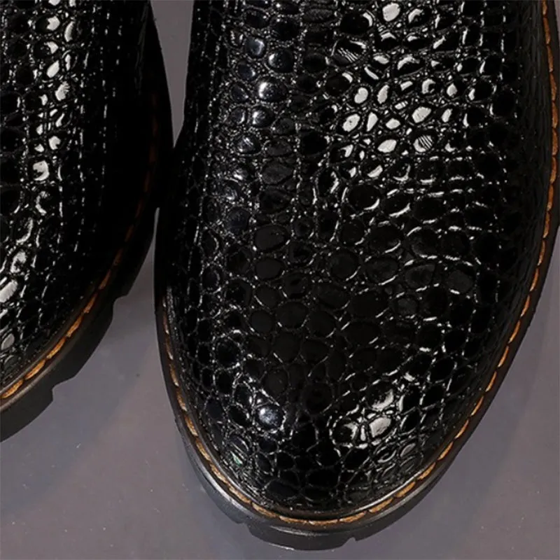 Stone patterned chunky platform chelsea boots