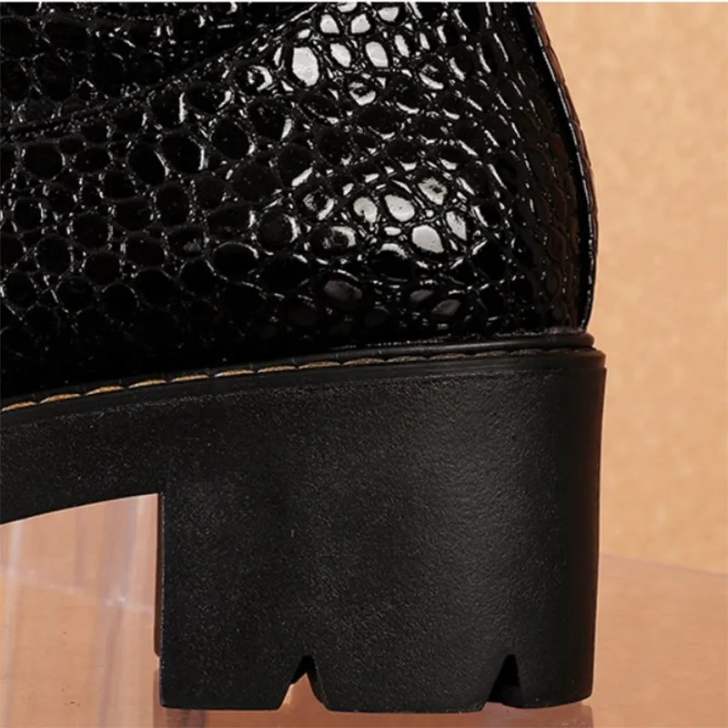 Stone patterned chunky platform chelsea boots