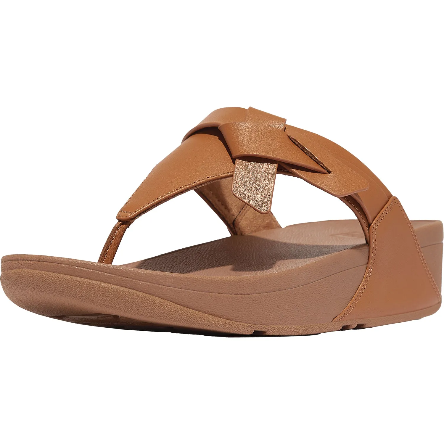 Women's FitFlop LuLu Folded Knot Toe Post Sandal Desert Sand Leather