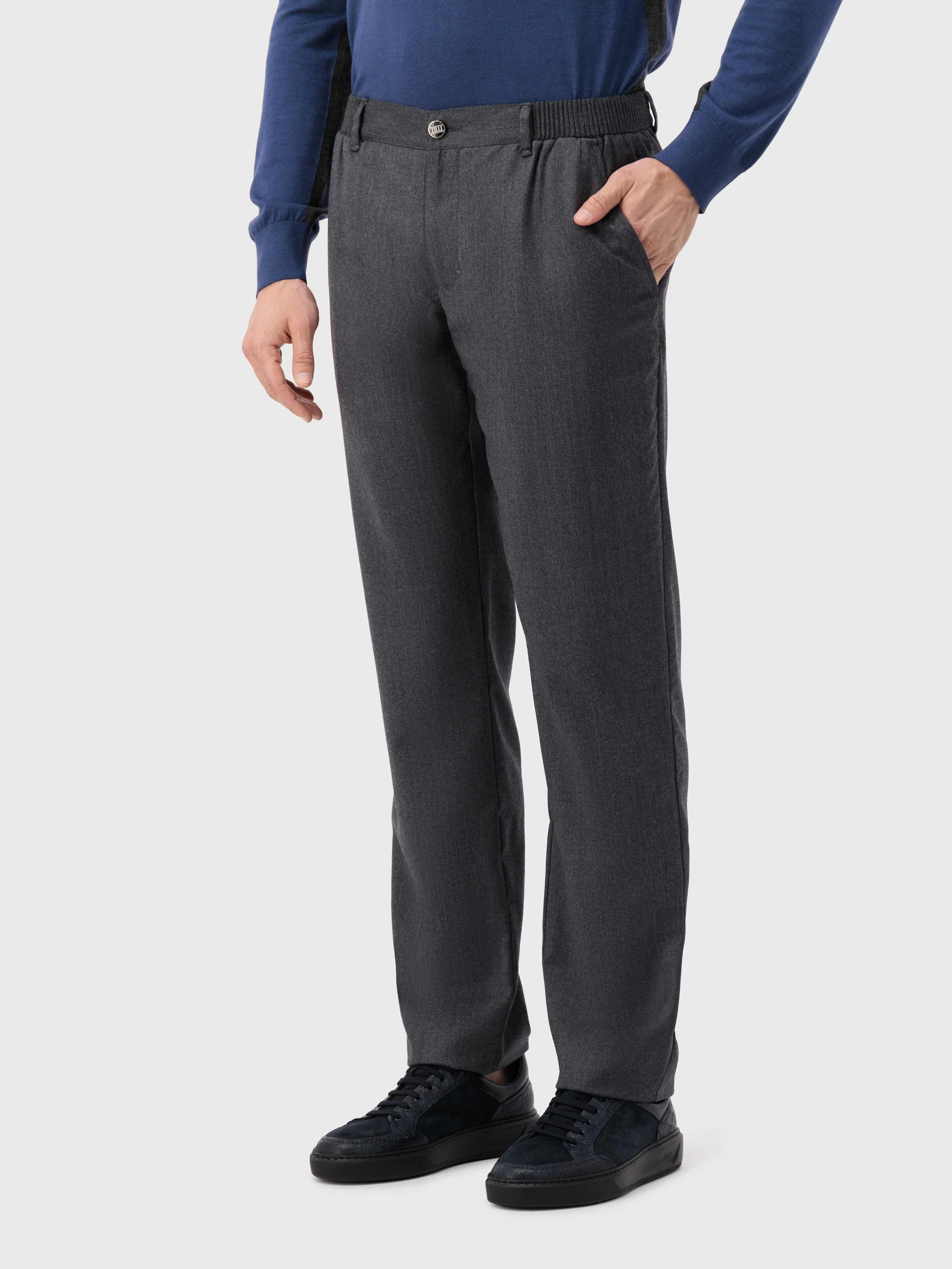 Wool Trousers Light Grey